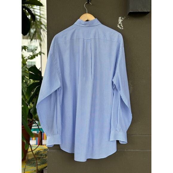 FAÇONNABLE Men’s Large Classic Fine Blue Stripe Dress Shirt Cotton Made in USA - Picture 2 of 6